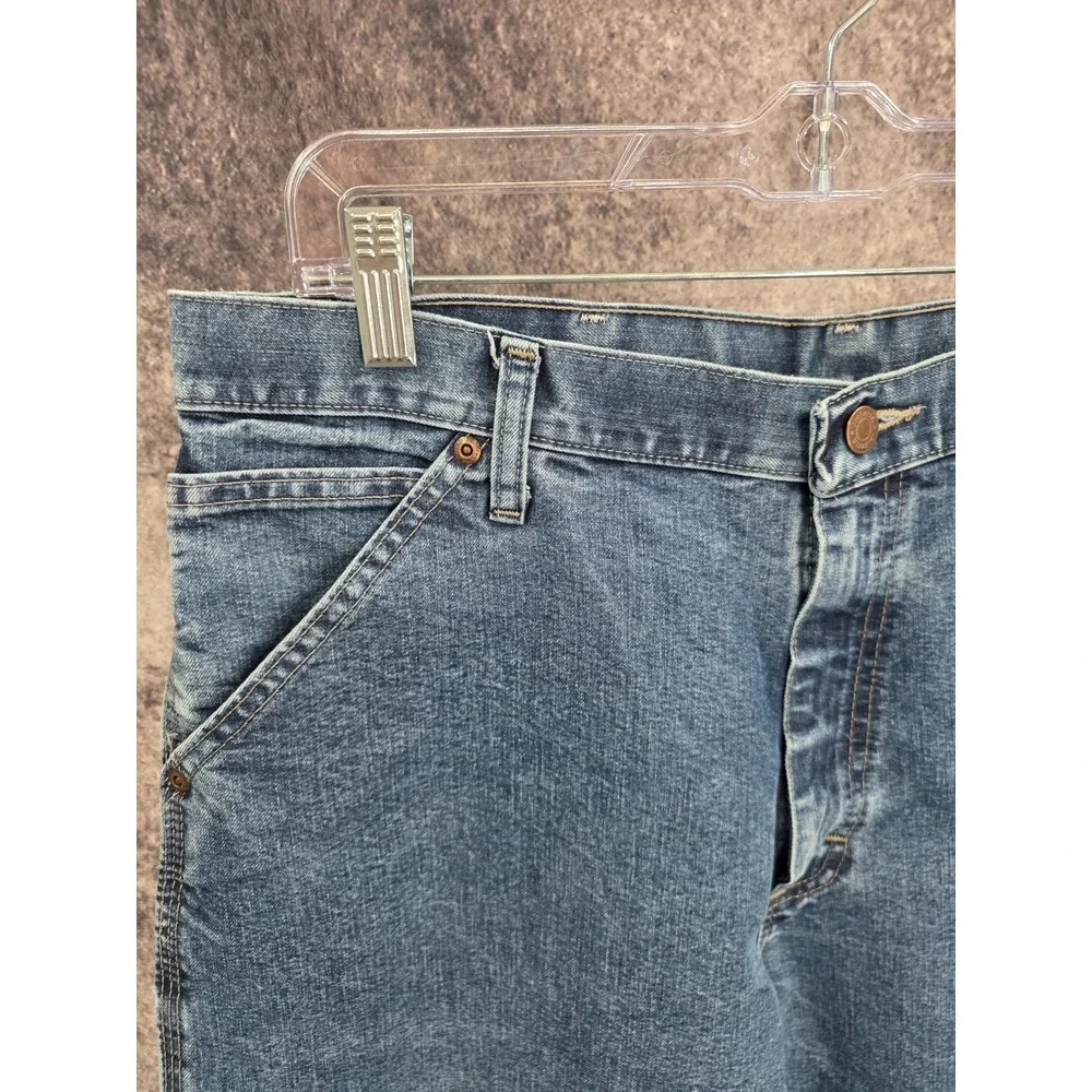 Wrangler Jeans Mens 34 X 32 Blue Carpenter Straight Medium Wash Workwear 94LSWDV